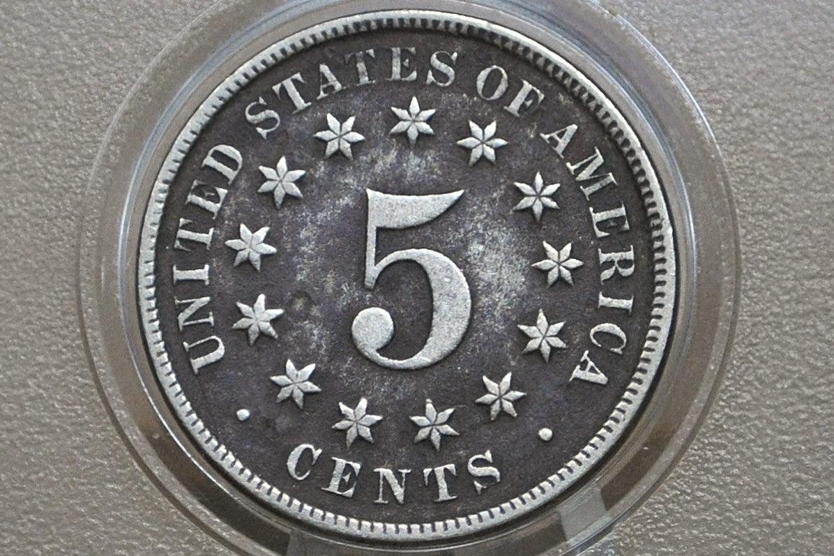 1872 Shield Nickel - F (Fine) Details - 1872 Nickel Shield Type Nickel 1800's - Great Date & Detail!
