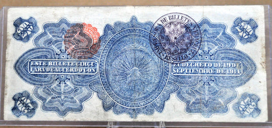 1914 Gobierno Provisional Veracruz 20 Peso Note - Series D, Double Seal Reverse - 1914 Mexico Revolution Twenty Pesos Banknote - P#S1111a