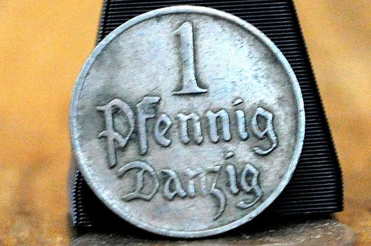 1923 City of Danzig 1 Pfennig - Great Condition - Polish States Danzig Emergency Coinage - Polish States Gulden -