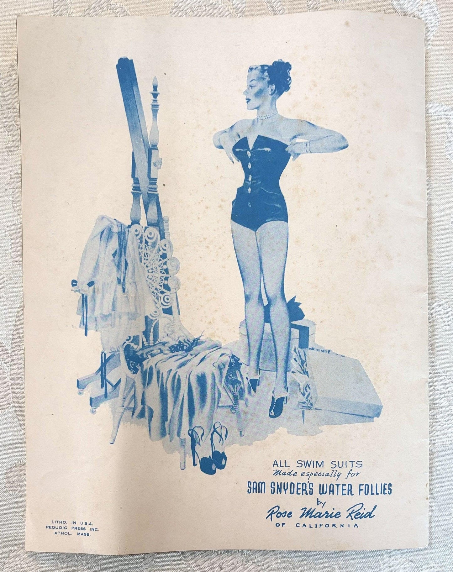 Vintage 1950 Sam Snyder's Water Follies Official Souvenir Program - Water Follies Souvenir Program Mid-Century Swimming Show Memorabilia