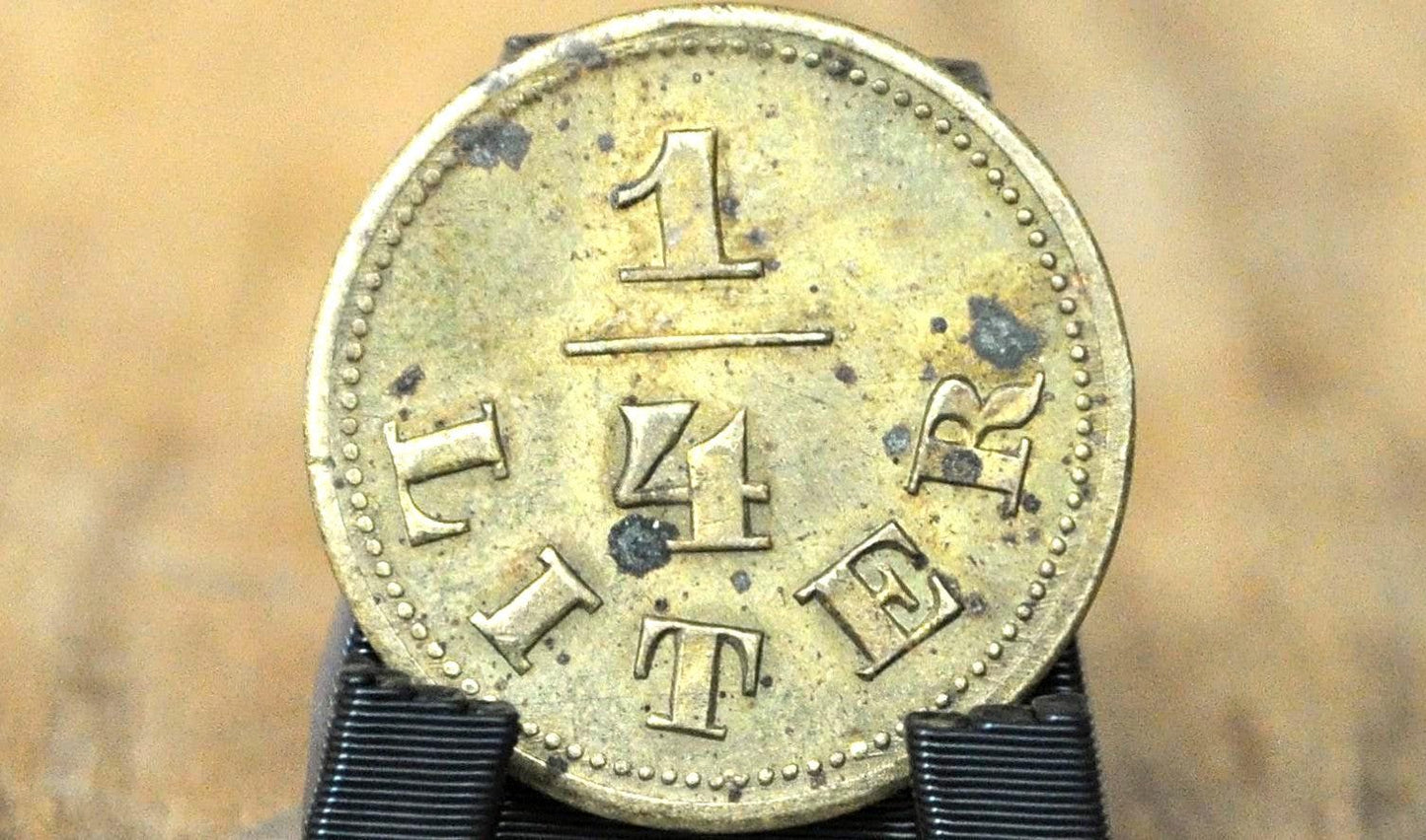 1900s German Beer 1/4th Liter Trade Token - Good For One Quarter Liter Beer Token 1900s