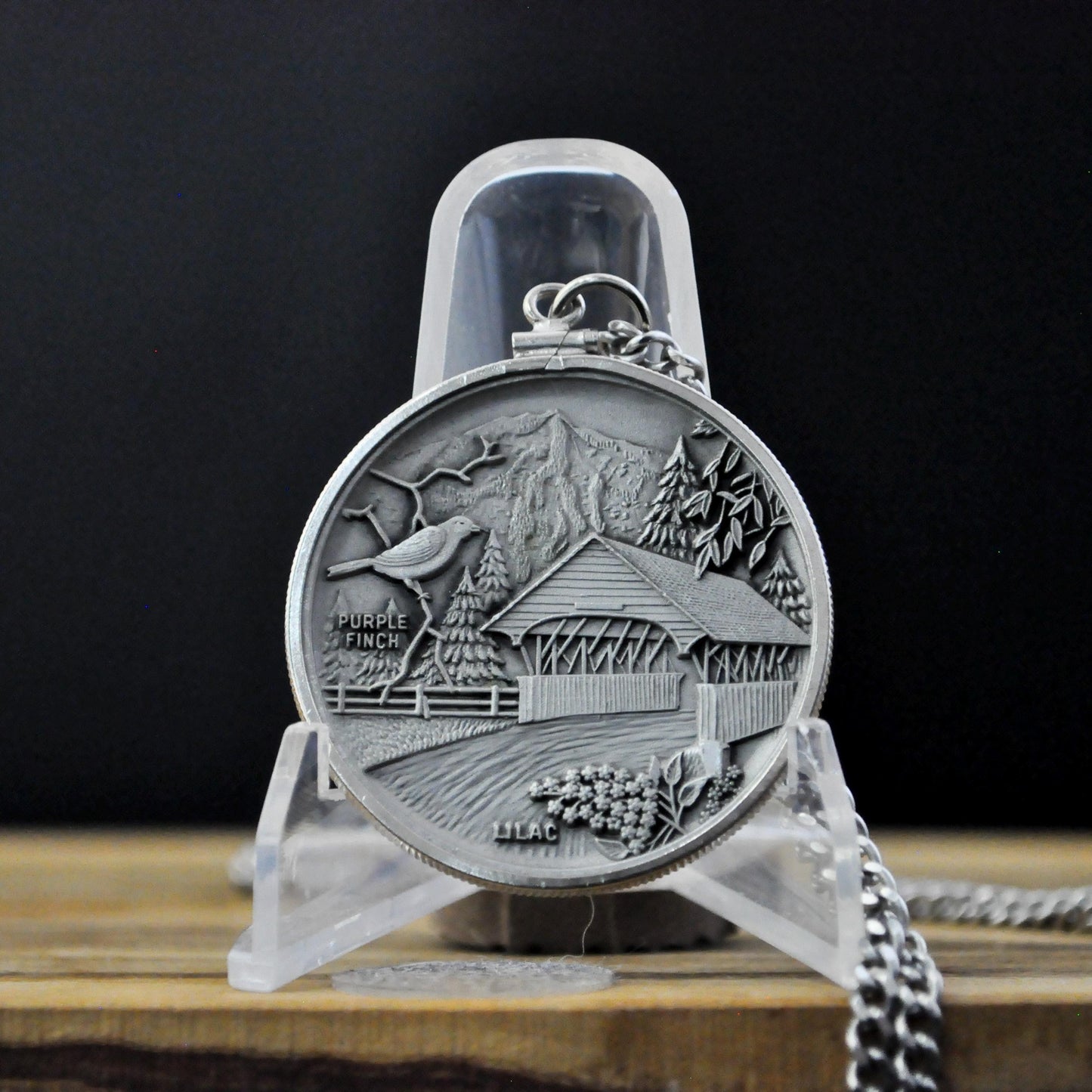 New Hampshire "Old Man of the Mountain" Pewter Coin Pendant Necklace - Authentic Hampshire Pewter New Hampshire Collector's Coin Necklace