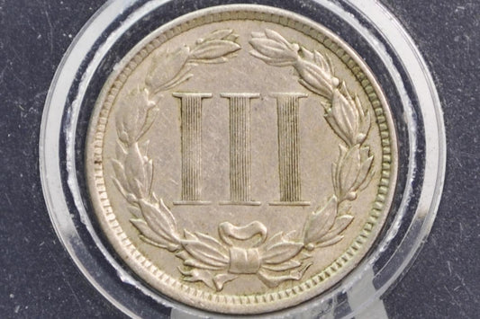 1874 Three Cent Nickel - XF+ Grade / Condition - Civil War Era - 3 Cent Nickel 1874