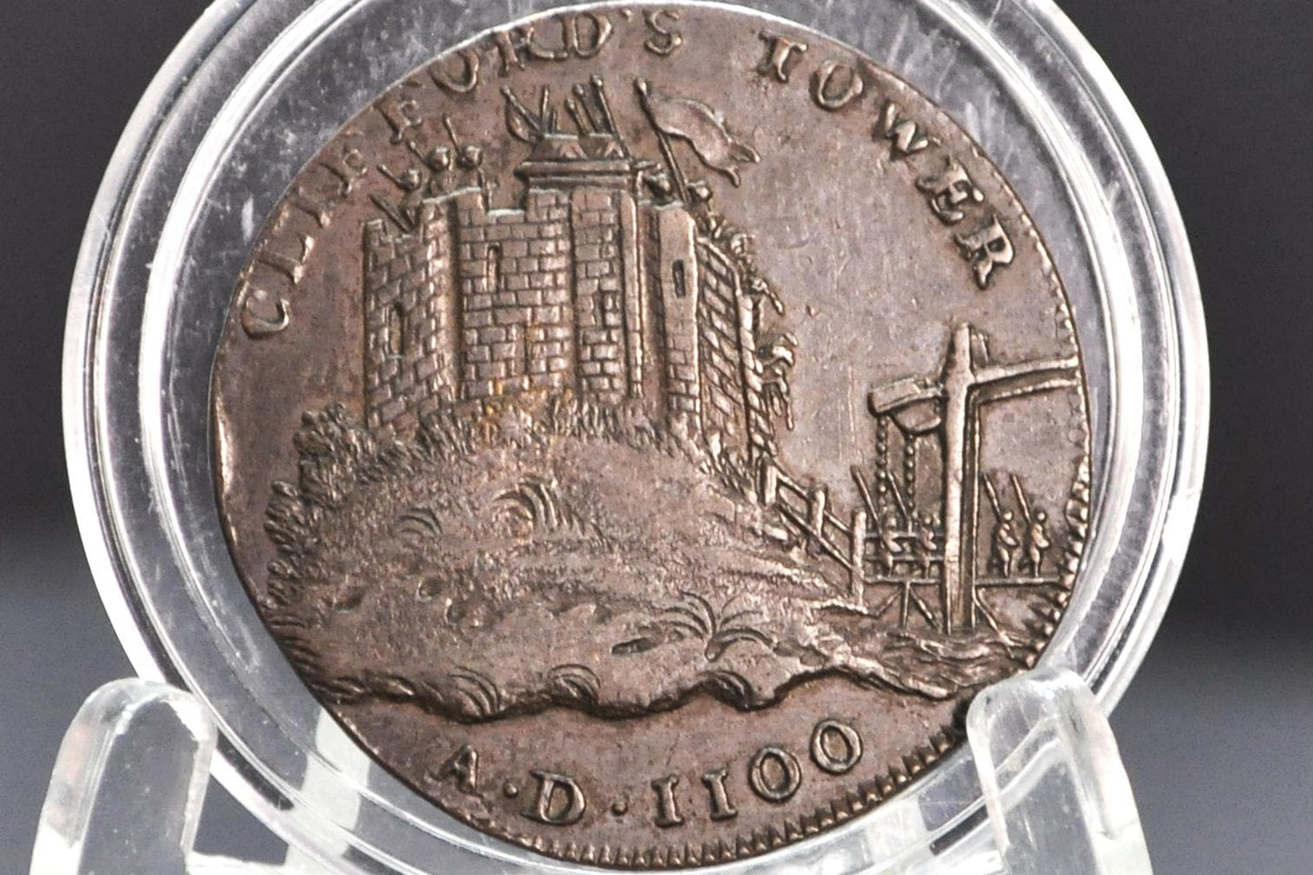 1795 York / Clifford Tower Halfpenny Token - High Grade - Condor Token 1795, Beautiful Design