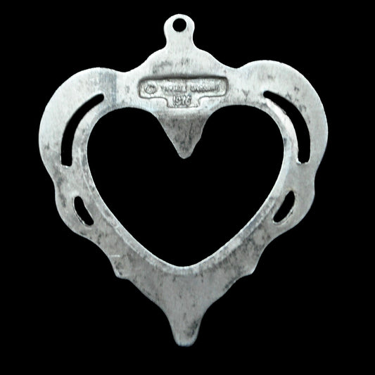 Sterling Silver Heart Pendant By Towle Sterling 1976 With Green Stone Accent - Antique Towle Sterling 1976 Heart Charm