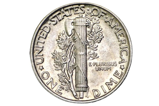 Silver dime coin with 'United States of America One Dime' text on a black background