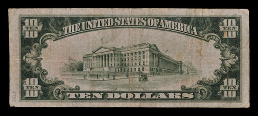 1929 Capitol National Bank Hartford Connecticut 10 Dollar Charter Note - 1929 Brown Seal Type 1 Ten Dollar CT National Note - Charter 13038