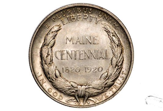 1920 Maine Centennial Half Dollar - AU (Toned) - State of Maine Silver Commemorative Half Dollar 1920, Scarce