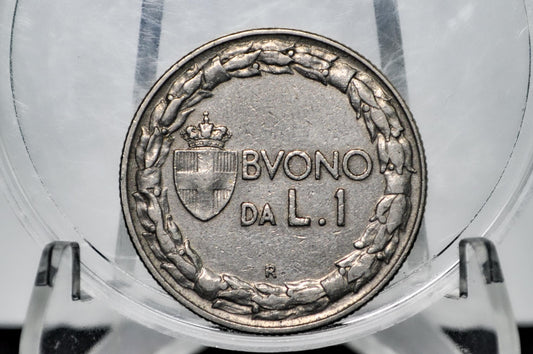 1922 1 Lira - L.1 Italian Coin 1922 - Great Detail, Beautiful Coin - 1922 L1 Italy One lire - Nickel Composition