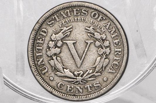 1889 V Nickel - AG-VG (About Good to Very Good) Grade - 1889 Liberty Head Nickel - Philadelphia Mint - Better Date - Nickel Collection
