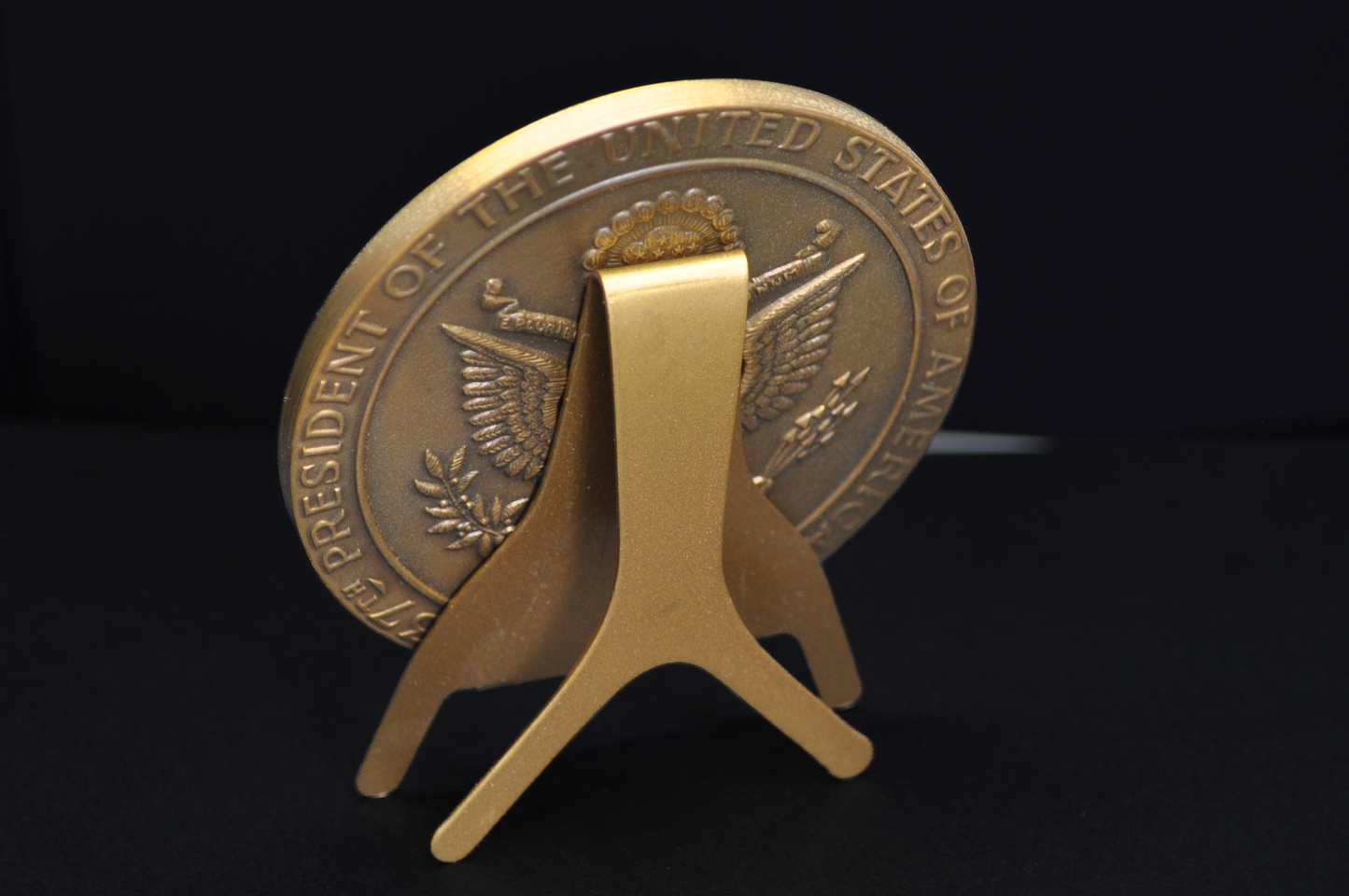 1969 High Relief Large Richard Nixon Medallic Art Co. Bronze Medal - Vintage Richard Milhouse Nixon 1969 High Relief Medallion & Stand