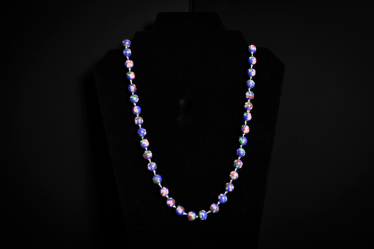 Vintage Chinese Export Cloisonne Bead Necklace - Cobalt Blue Enamel Floral Knotted Strand Chinese Cloisonne Necklace