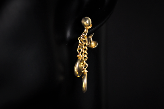 Vintage Alice Brand Wedding Rings Dangle Earrings Clip On - Antique Wedding Ring Earrings Clip On