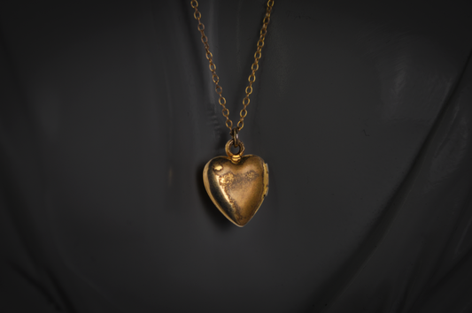 Religious Mother of Pearl Heart Locket with Gold Cross 12k GF Pendant and Original Matching Chain - Vintage 1/20 12k Gold Filled Heart Cross Locket with Original Chain
