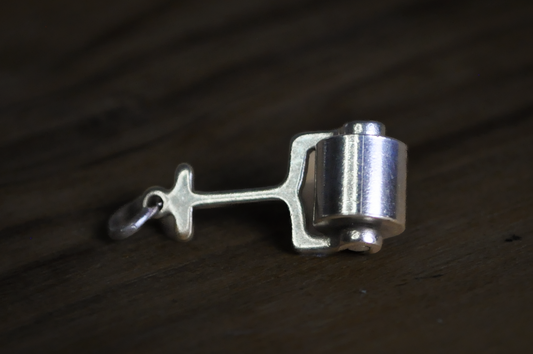 Vintage Articulated Lawn Roller Charm in Sterling Silver - Moveable Miniature Garden Roller Pendant