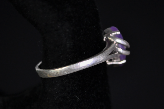 Vintage Avon Lavender Jade Sterling Silver Ring Size 6 - Sterling Silver 925 Lavender Jade Marquise Cabochon Bypass Ring Vintage Avon