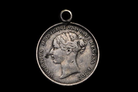 Antique Victorian Silver Love Token Charm Engraved Coin Pendant - Victorian Silver Threepence Love Token Young Head Queen Victoria Coin