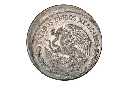 1980 Mexico 20 Pesos 10% Off Center Strike Mint Error - 10% Off Center Strike 1980 Mexico 20 Pesos Error Coin