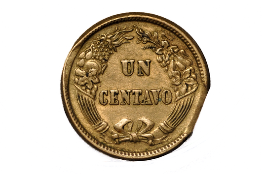 1864 Un Centavos Mexican Minor Clipped Planchet Error Coin - Mexico Error Clipped Planchet 1864 Une Centavos