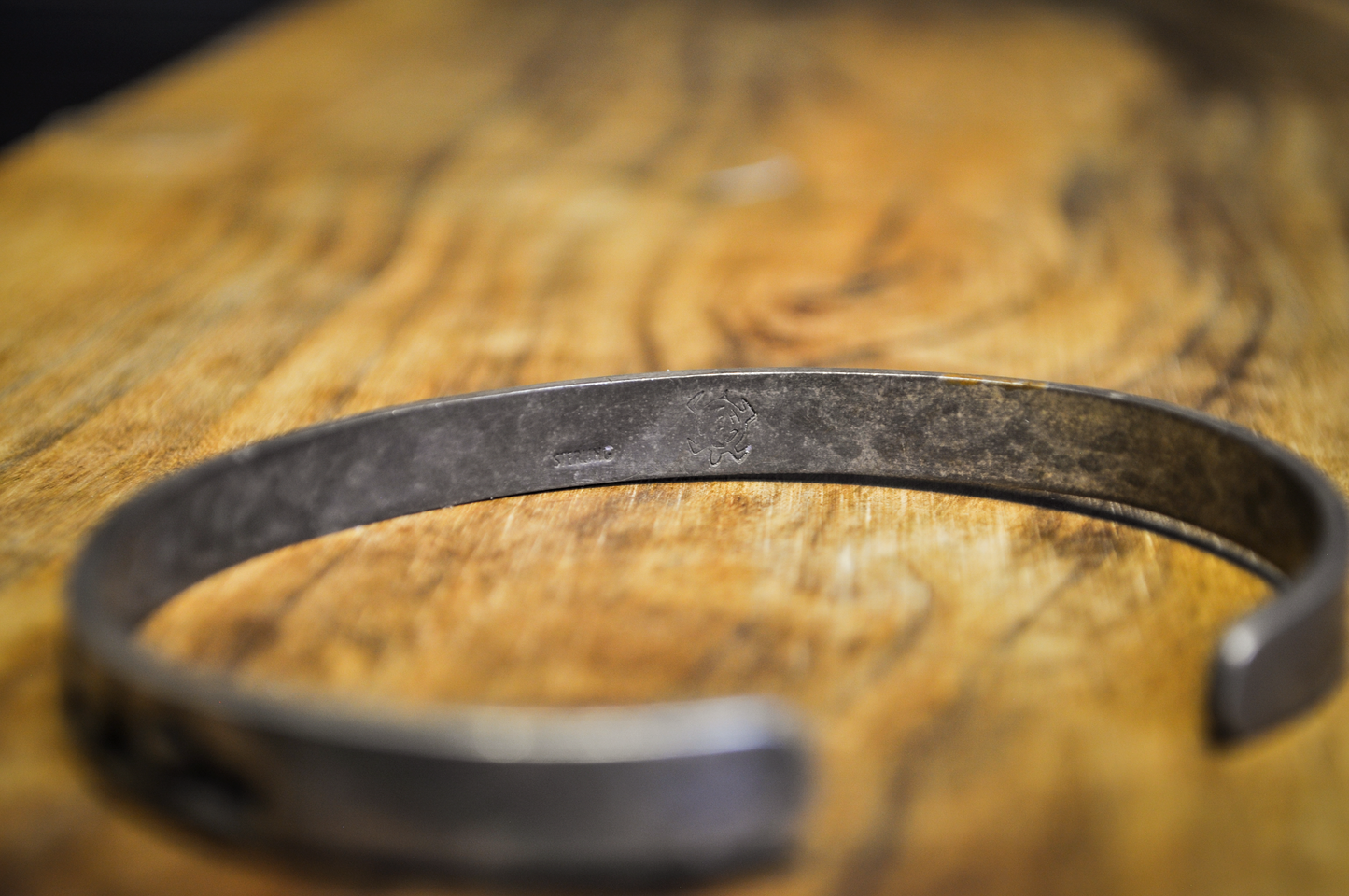 Native American Sterling Silver Wave Overlay Thin Cuff - Navajo Style Water Waves Sterling Silver Turtle Hallmark Bracelet