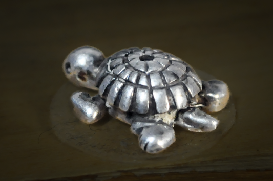 Vintage Native American Sterling Silver Bead Charm Turtle - Adorable Turtle Native American Sterling Bead Charm