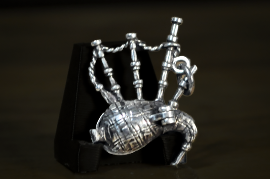 Vintage Sterling Silver Scottish Bagpipe Charm Revealing Dancer Inside - Scottish Bagpipe Pendant Surprise Dancer Inside