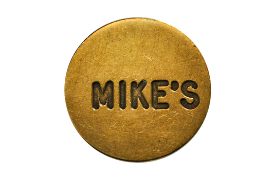 Vintage "TU-IT Mike's" Brass Token - Two-Sided "Mike's" Round Tuit Brass Pocket Token