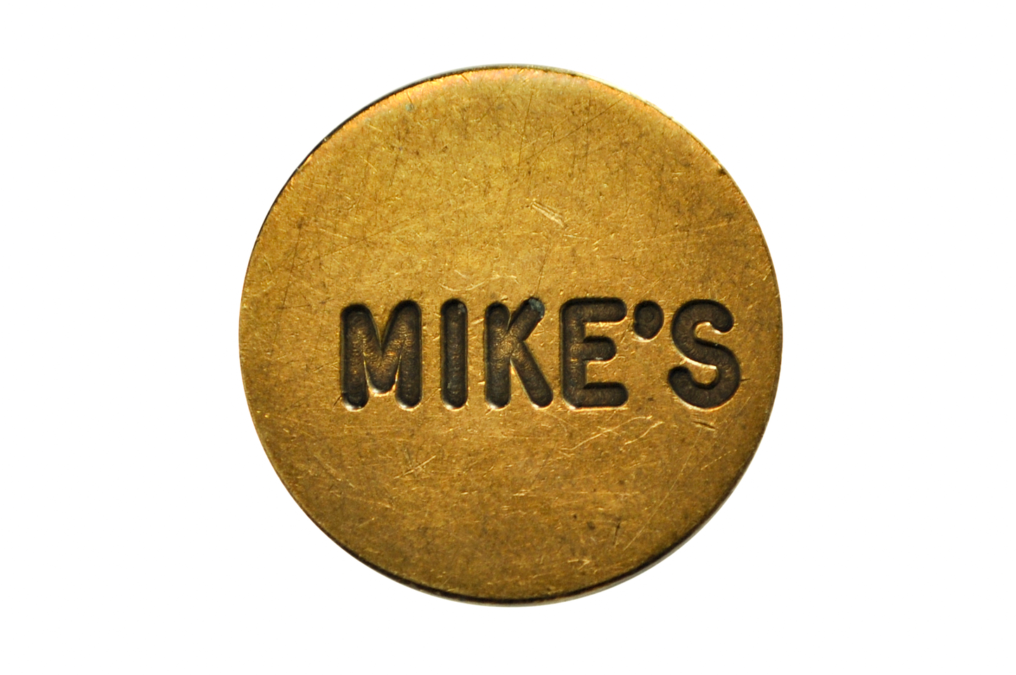 Vintage "TU-IT Mike's" Brass Token - Two-Sided "Mike's" Round Tuit Brass Pocket Token