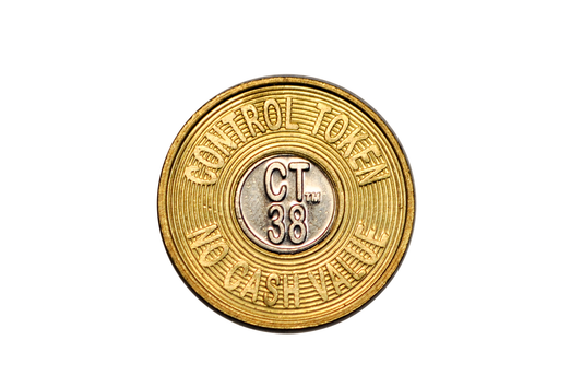 Bimetallic Control Token VB "No Cash Value" Metal Coin - VB Control Token Vintage Brass & Silver-Tone Metal Vending Coin