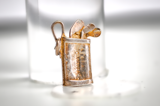 Vintage Sterling Silver Golf Bag Golfing Charm - Sterling Golf Bag Full of Clubs Golfing Jewelry