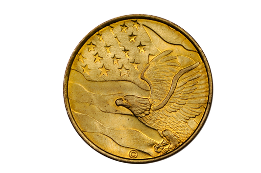 May Good Luck Always Accompany the Bearer Token - Vintage Good Luck Token: Horseshoe & Ribbon, American Eagle Flag Reverse
