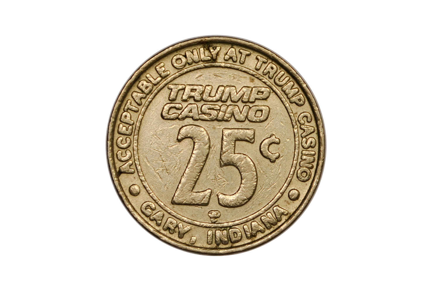 Vintage Trump Casino Twenty Five Cent Gaming Token - 25 Cent Gary Indiana Trump Casino Token