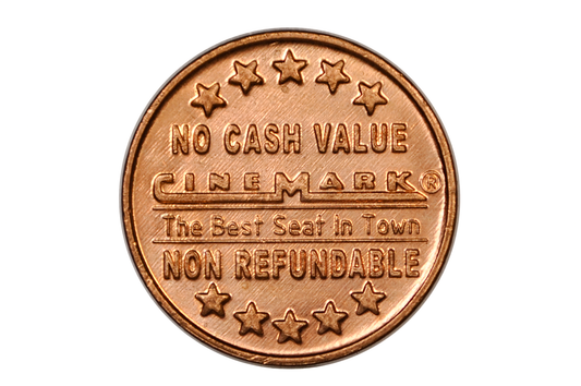 1960s Cinemark Token "The Best Seat in Town" - Cinemark Movie Theatre Ticket Token 1960s Copper and Brass Variants)