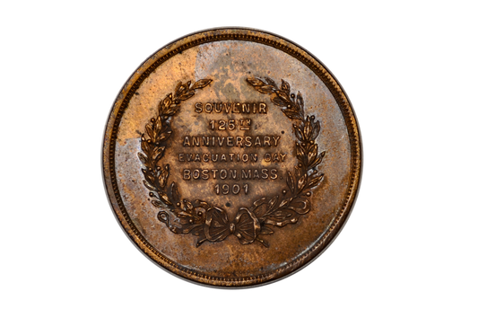 Antique 1901 Boston Evacuation Day 125th Anniversary Copper Medal - 1901 George Washington Before Boston So-Called Dollar HK-131