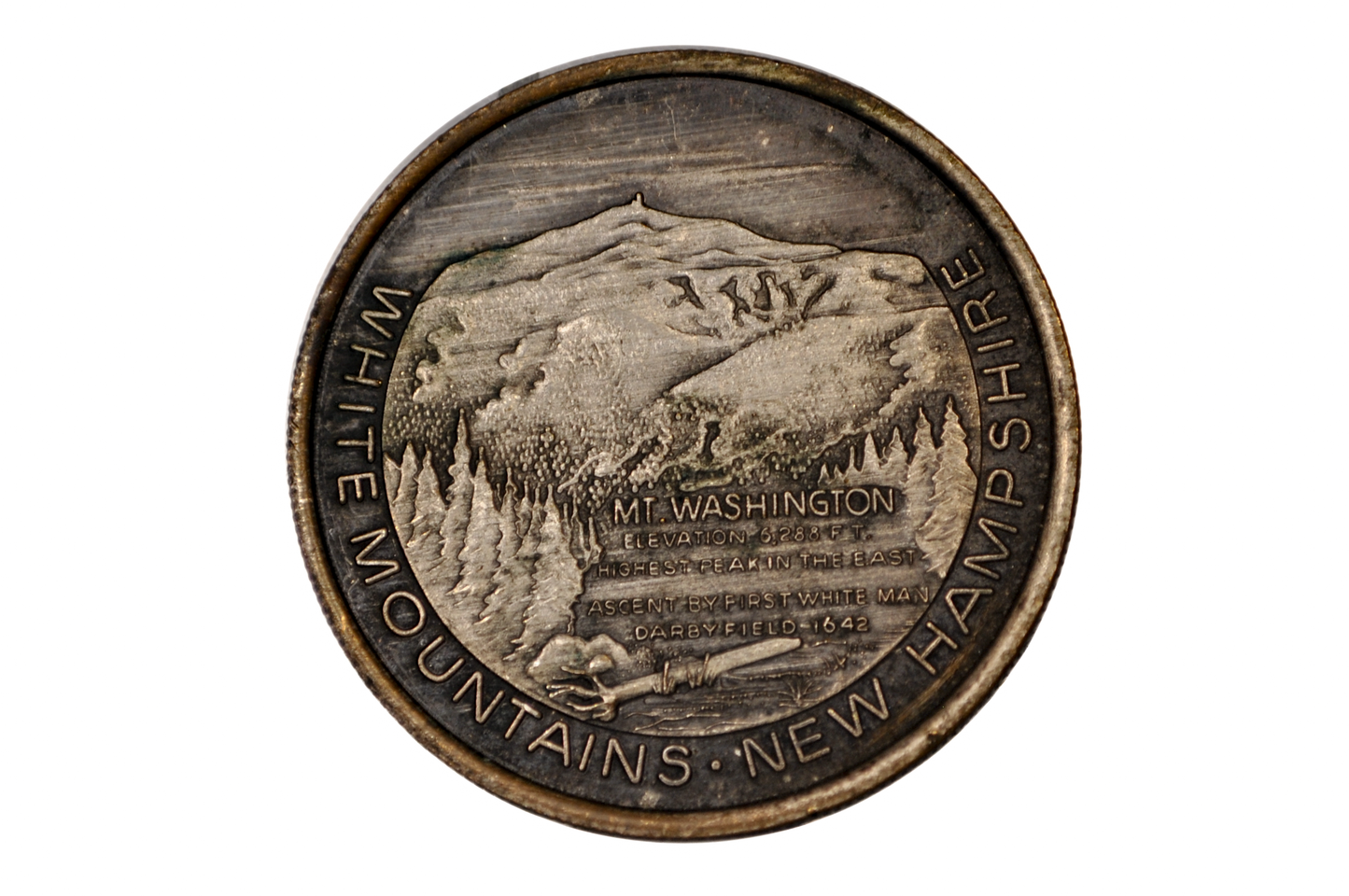 White Mountains and Old Man of the Mountain New Hampshire Medallion - New Hampshire Commemorative State Medallion