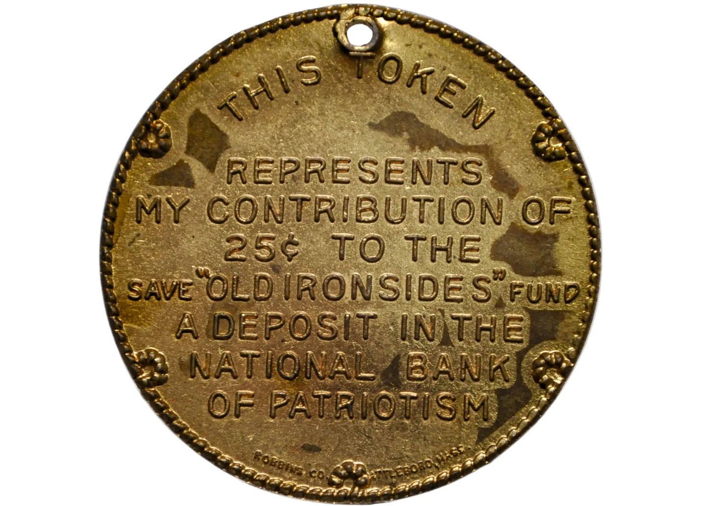 Vintage Old Ironside Twenty-Five Cent Fundraising Token - 25 Cent Donation Fundraising Old Ironside