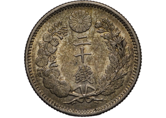 Japanese Dragon Design 1895 20 Sen Year 28 - Japan Silver Twenty Sen 1895