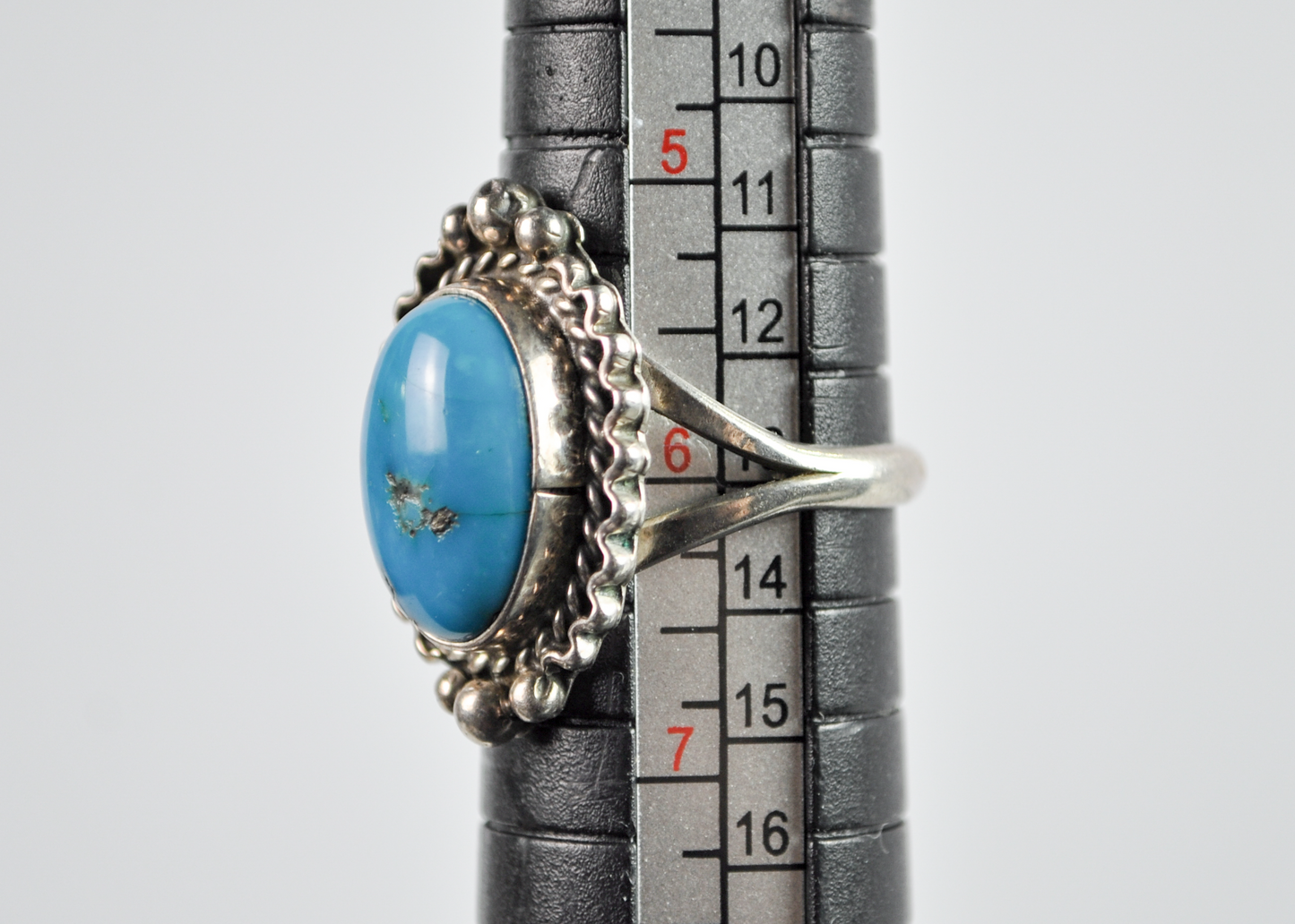 Vintage Size 6 Sterling Silver Oval Kingman Turquoise Stone Ring - Vintage Native Turquoise Ring Sz 6