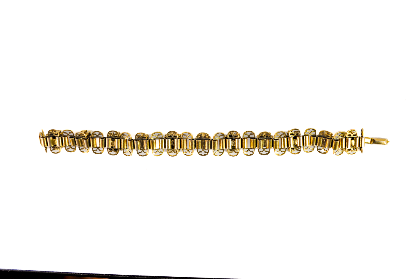 Vintage Renaissance Faux Pearls Bracelet Gold Tone Book Chain Link - 1950s Renaissance Revival Pearl Rosette Bracelet Pastel