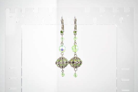 Sparkling Lime Green Rhinestone Statement Dangles - Radiant Meadow Green Statement Earrings
