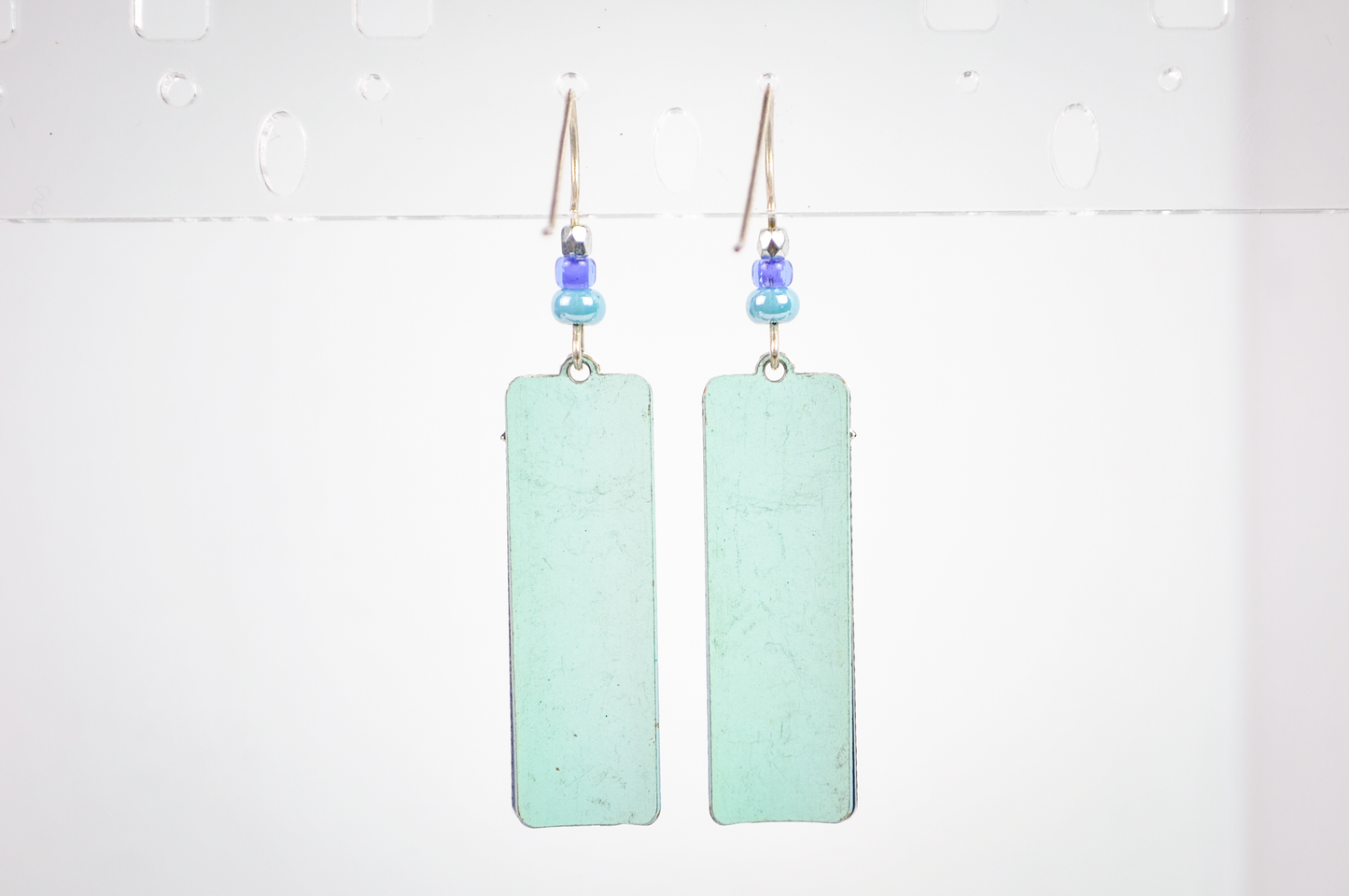 Adajio Earrings Soft Periwinkle & Aqua Ombre Column Dangles - Floral Adajio Turquoise and Purple Ombre Earrings
