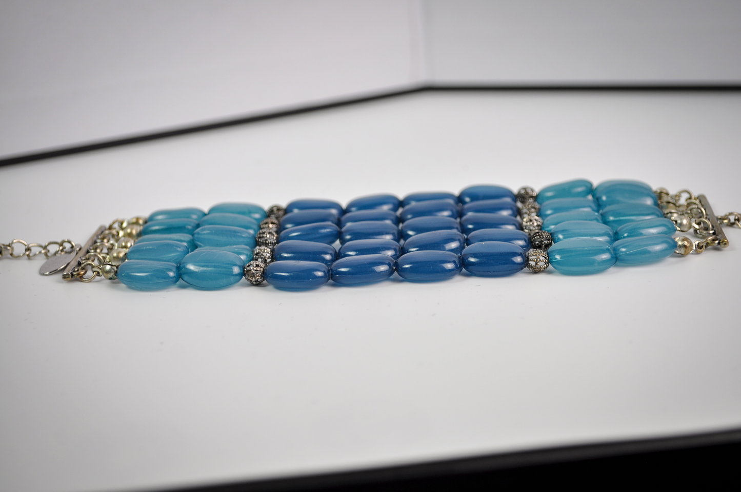 Vintage Multi-strand Beaded Statement Cuff Bracelet Laila Rowe - Laila Rowe Costume Jewelry 5 Stranded Bracelet