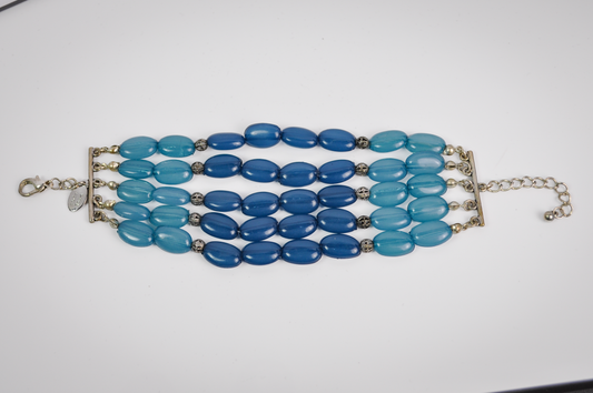 Vintage Multi-strand Beaded Statement Cuff Bracelet Laila Rowe - Laila Rowe Costume Jewelry 5 Stranded Bracelet