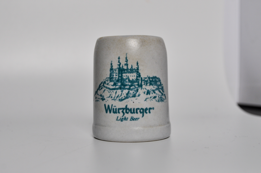 Vintage Würzburger Light Beer Mini Ceramic Stein Mug Castle Scene - German Light Beer Miniature Stoneware Shot Mug