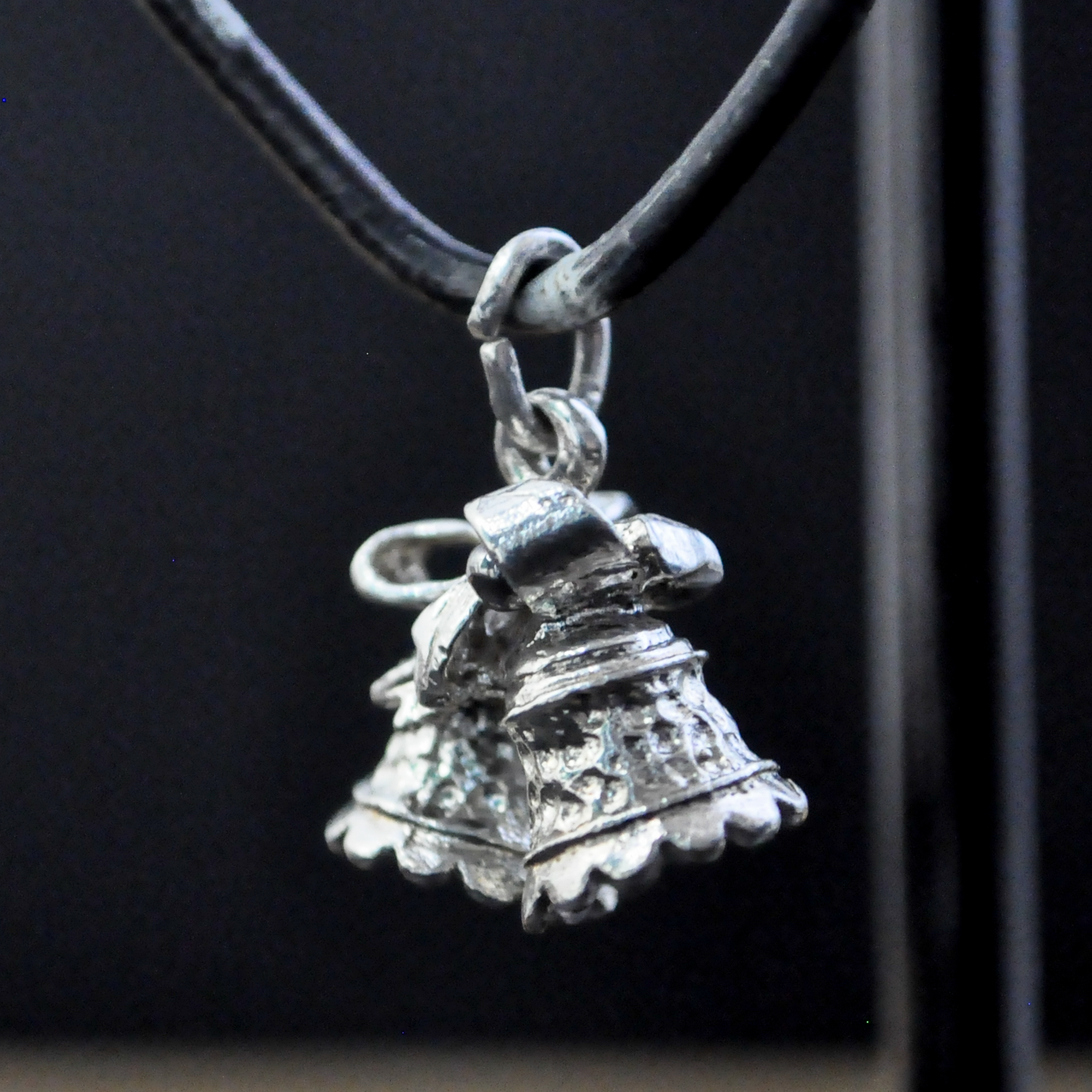 Vintage Sterling Silver Wedding Bells Charm with Bow - Vintage Sterling Silver Charm for Bracelet Double Bells & Bow
