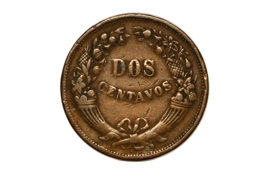 Peru 1918 Dos Centavos Copper Coin - 580,000 Made - Old Peruvian Coins
