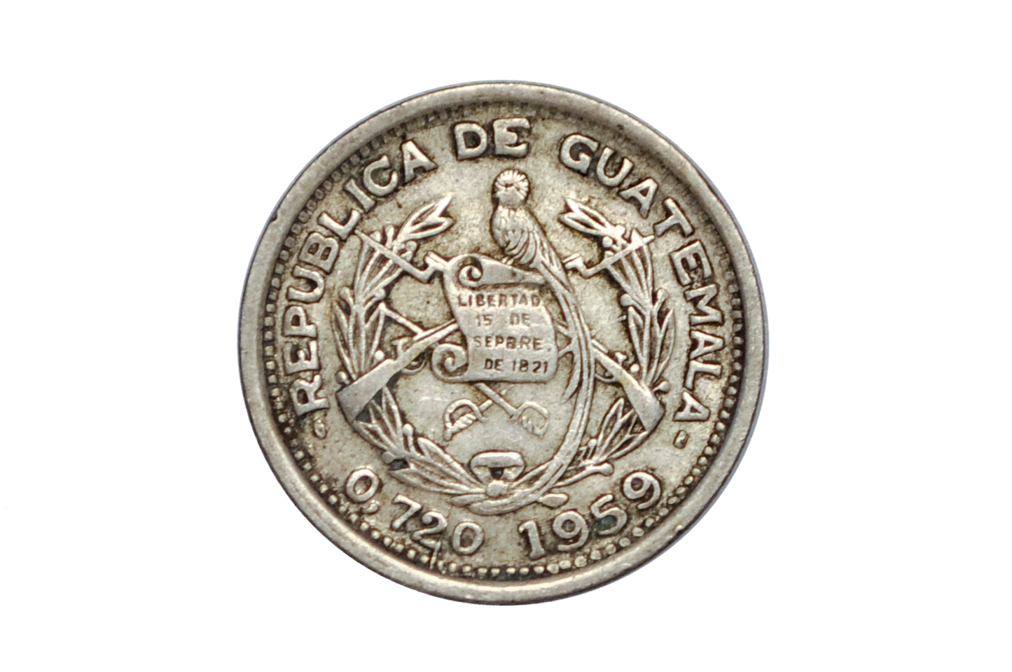 1959 Silver Guatemala 10 Centavos - 461,000 Made - Republic of Guatemala Coin - Guatemala Quetzal