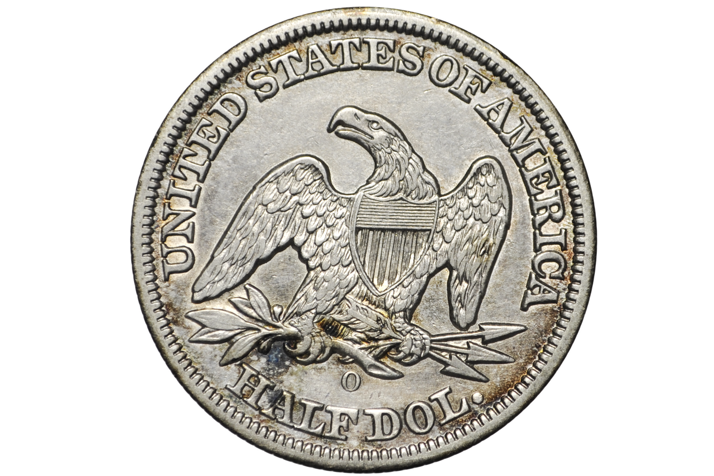 1855-O Seated Liberty Half Dollar - AU Details, Beautiful Coin - 1855O Liberty Seated Silver Half Dollar With Arrows