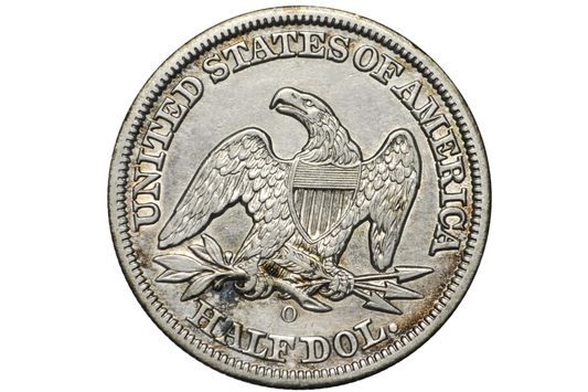1855-O Seated Liberty Half Dollar - AU Details, Beautiful Coin - 1855O Liberty Seated Silver Half Dollar With Arrows