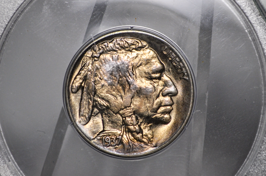 PCGS Rattler 1937-S Buffalo Nickel MS65 - 1980's PCGS Holder - 1937S Nickel PCGS Certified